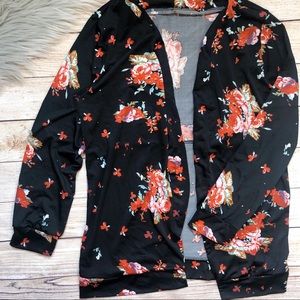 Floral Black Cardigan